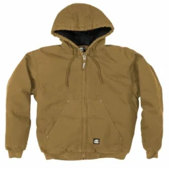 Lincoln Outfitters Men's Flex Washed Duck Sherpa Lined Hooded Jacket Brown - RLHJ317HKY - Jackets