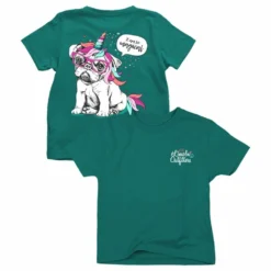 Lincoln Outfitters Youth Girl's Unicorn Pug Short Sleeve T-Shirt - LOY-29 - T-Shirts