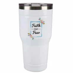 Lincoln Outfitters "Faith Over Fear" 30 oz. Religious Tumbler, White - 89-643-0204 - Tumblers