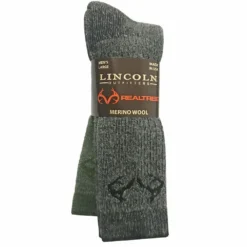 Lincoln Outfitters Men's Merino Wool Blend Boot Sock 2 Pack Black Large - RT/L2/822-BLK/GRN - Socks