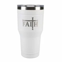 Lincoln Outfitters "Faith" 30 oz. Religious Tumbler, White - 89-646-0204 - Tumblers