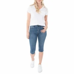 Lincoln Outfitters Women's Denim Pedal Pusher with No-Gap Waistband - SU6952MW - Capris