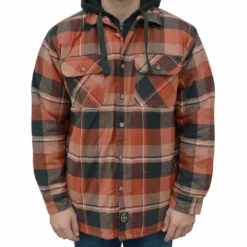 Lincoln Outfitters Men's Hooded Shirt Jacket Russet Red - LOHJ-A0417 - Jackets