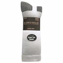 Lincoln Outfitters Men's Ultra-Dri Steel Toe Work Sock 2 Pack White - L2/837-W - Socks