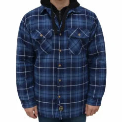 Lincoln Outfitters Men's Hooded Shirt Jacket Navy Blue - LOHJ-A0537 - Jackets