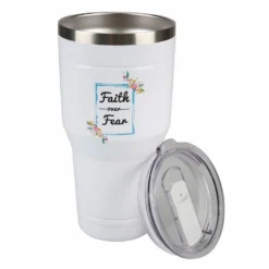 Lincoln Outfitters "Faith Over Fear" 30 oz. Religious Tumbler, White - 89-643-0204 - Tumblers -The Bold Trek Sales 617b295e2cee532deb8ea221af56024819eb3f64 32631066 3