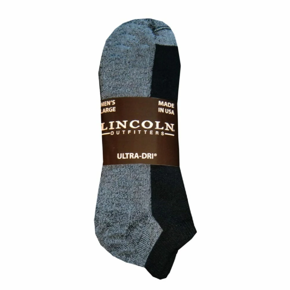 Lincoln Outfitters Men's No Show Pull Tab Sock 3 Pack Black - L3/72542-BL-L - Socks