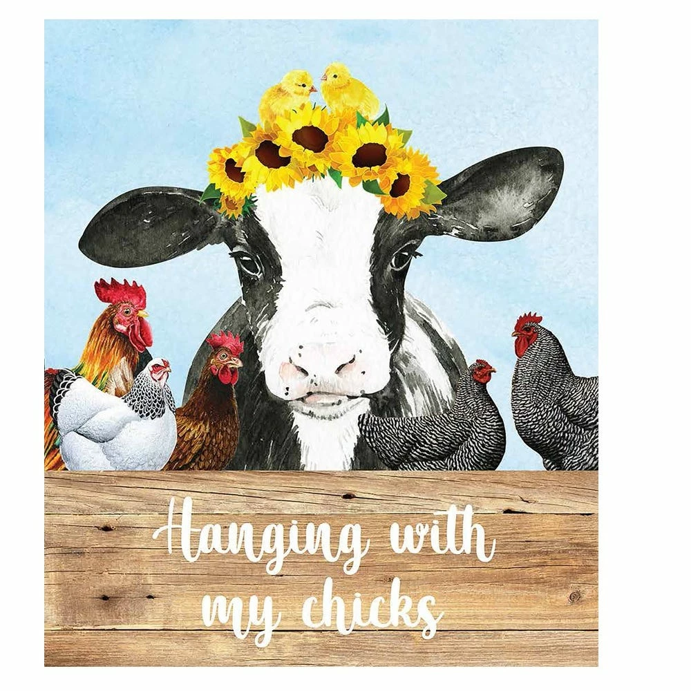 Lincoln Outfitters Hanging with My Chicks Cow Printed Velvet 50 x 60 Throw - RK-PHVEL-CHIK - Blankets & Bedspreads 2 Lincoln Outfitters Hanging with My Chicks Cow Printed Velvet 50 x 60 Throw - RK-PHVEL-CHIK - Blankets & Bedspreads - Image 2
