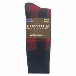 Lincoln Outfitters Women's Buffalo Plaid Merino Wool Crew Sock Red - L72227-RD - Socks