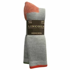 Lincoln Outfitters Men's Merino Wool Blend Work Sock 2 Pack Green - L2/699-ORG/GRN - Socks