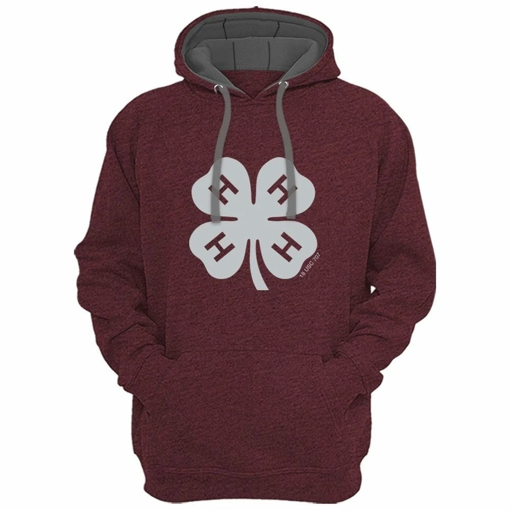 Lincoln Outfitters 4-H Filled Clover Men's Long Sleeve Fleece Hoodie - 4HH-03-MAR - Hooded Sweatshirts 1 Lincoln Outfitters 4-H Filled Clover Men's Long Sleeve Fleece Hoodie - 4HH-03-MAR - Hooded Sweatshirts