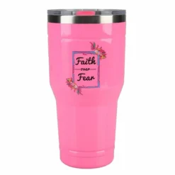 Lincoln Outfitters "Faith Over Fear" 30 oz. Religious Tumbler, Pink - 89-635-0204 - Tumblers