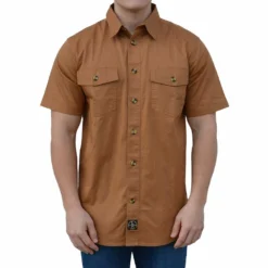 Lincoln Outfitters Men's Short Sleeve Flex-Twill Workshirt Brown - LOWS-E0218-242 - T-Shirts
