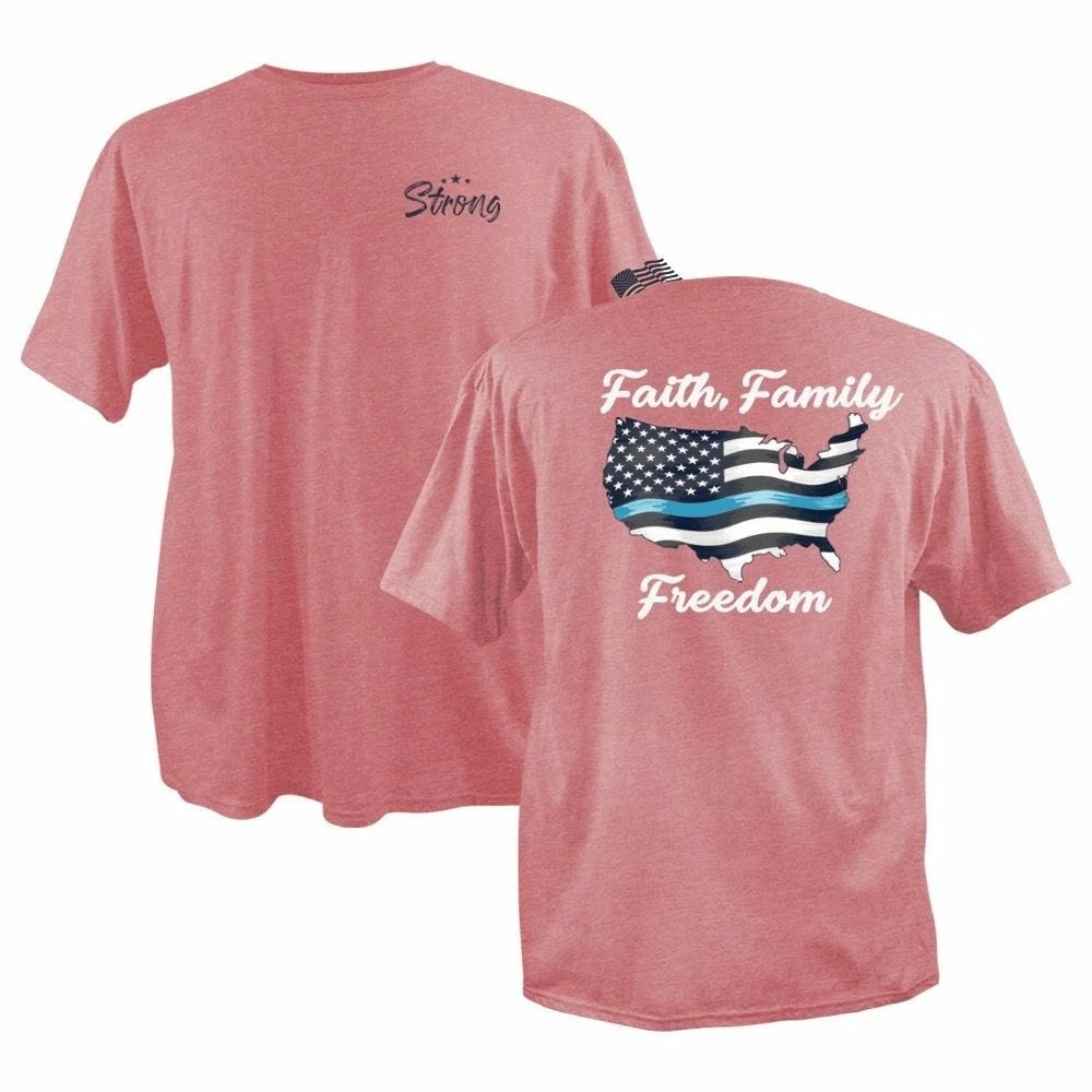 Lincoln Outfitters Strong Ladies Faith Family Blue Short Sleeve T-Shirt - SGL-37 - T-Shirts 1 Lincoln Outfitters Strong Ladies Faith Family Blue Short Sleeve T-Shirt - SGL-37 - T-Shirts