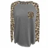 Lincoln Outfitters Ladies Long Sleeve Leopard Pocket Raglan Fashion T-Shirt - LO-LFRPK-01 - Long Sleeve Shirts Women's