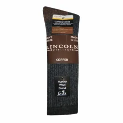 Lincoln Outfitters Men's Cupron Copper Merino Wool Blend Sock Grey - L72304-G - Socks