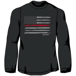 LO Youth Boy's Red Stripe Flag Long Sleeve T-Shirt Black - LOYMM-08 - T-Shirts