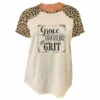 Lincoln Outfitters Ladies Short Sleeve Leopard Print Western Raglan Fashion T-Shirt - LO-LF18 - T-Shirts