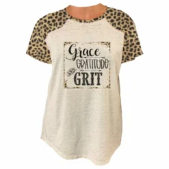 Lincoln Outfitters Ladies Short Sleeve Leopard Print Western Raglan Fashion T-Shirt - LO-LF18 - T-Shirts
